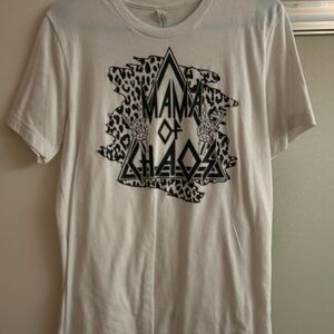 Mama of Chaos Graphic Tee - White with Black Print